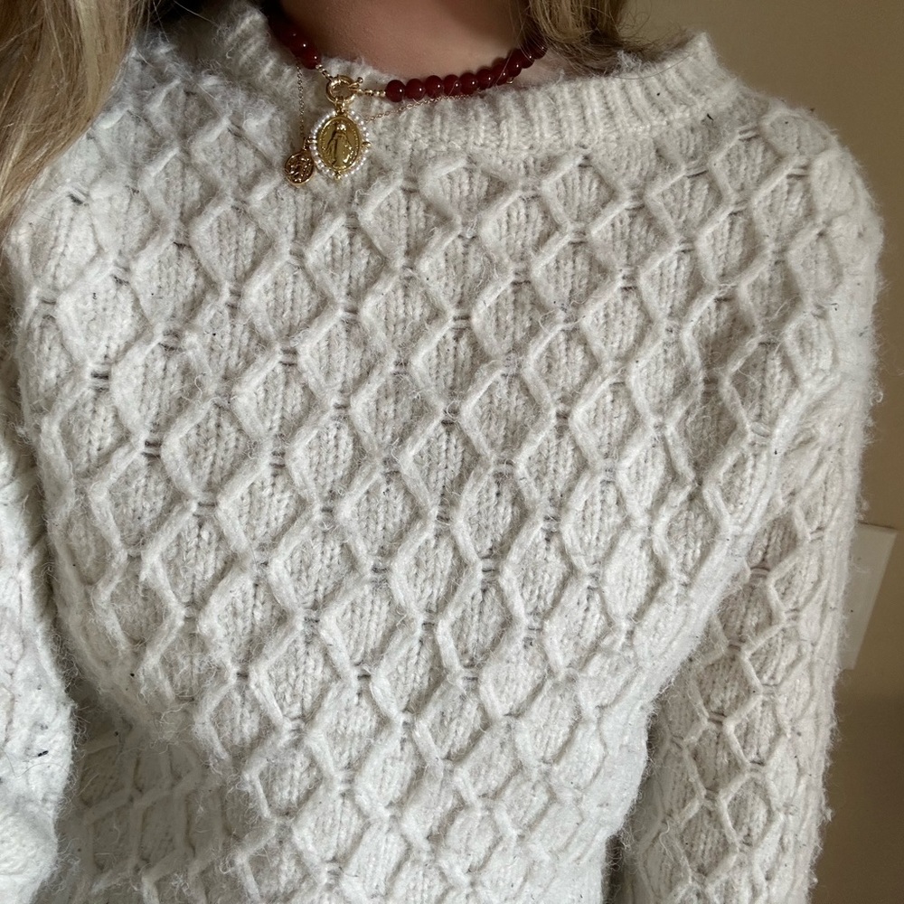 West of Melrose Cable Knit Sweater - Cream (M)